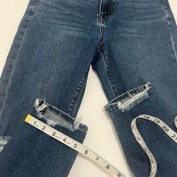 American Eagle Mom Dark Blue Wash Distressed Stretch Skinny Denim Jeans Size 0‎ - Picture 16 of 16